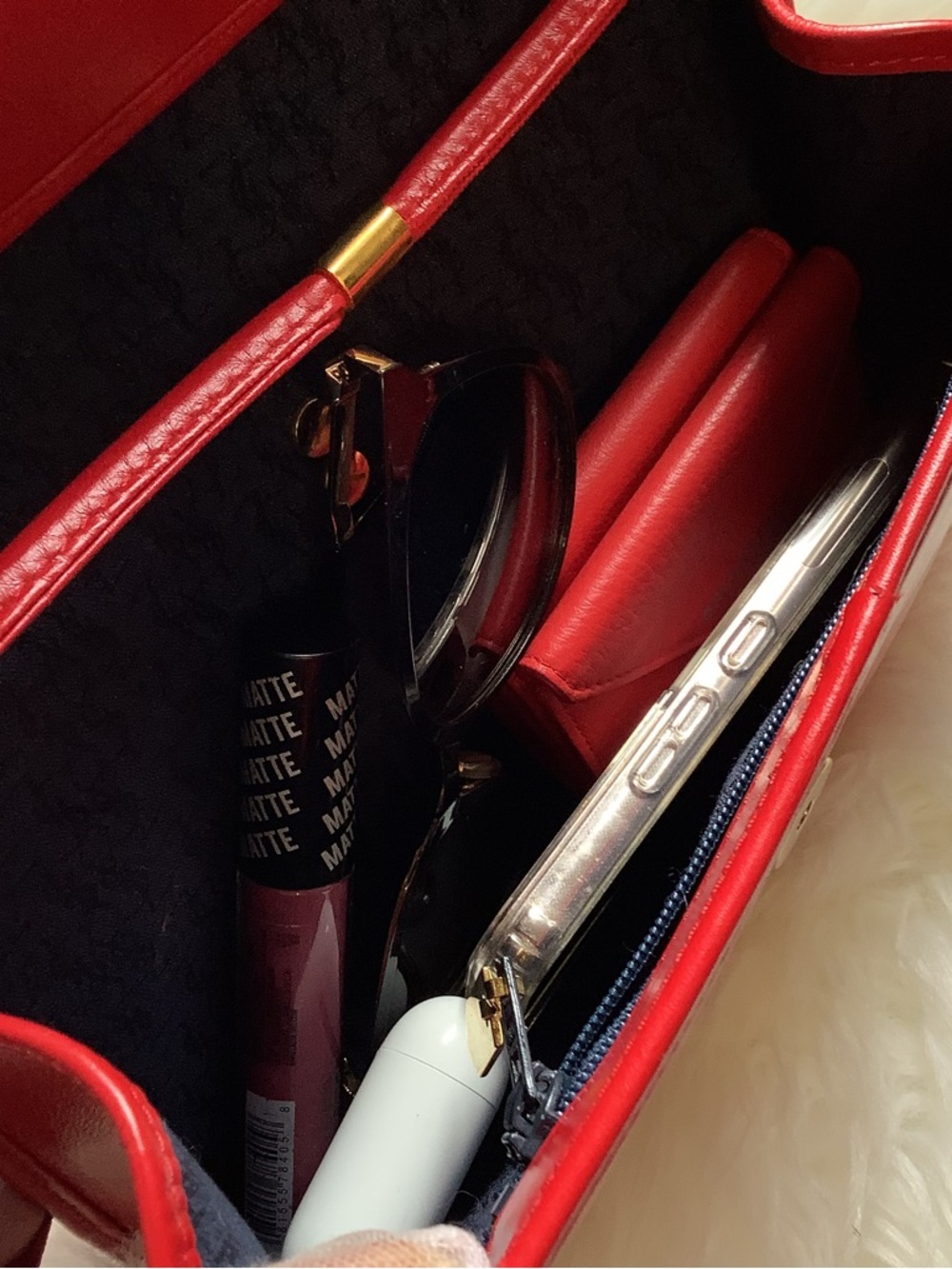 Yves Saint Laurent Vintage Red Leather Crossbody with Gold YSL Accent - Picture 9 of 11
